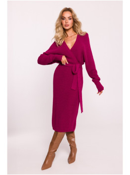 M810 Sweater dress with V-neck - pink