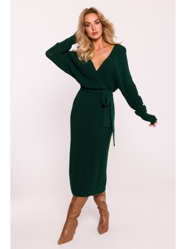 M810 Sweater dress with V-neck - green