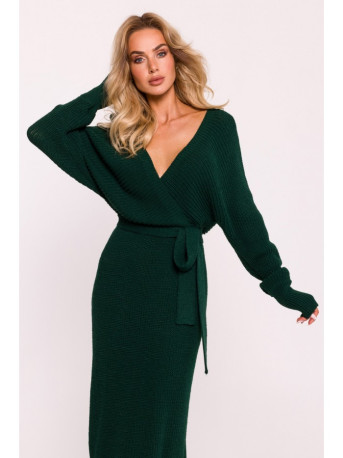 M810 Sweater dress with V-neck - green