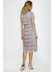M405 Lace crop top midi dress - grey