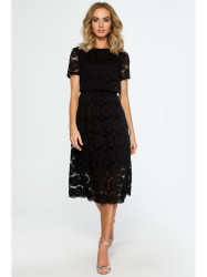 M405 Lace crop top midi dress - black