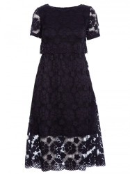 M405 Lace crop top midi dress - black