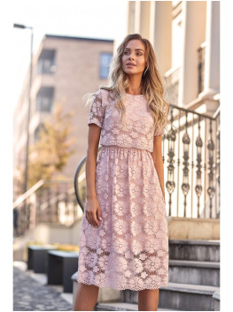 M405 Lace crop top midi dress - pink