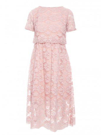 M405 Lace crop top midi dress - pink