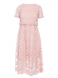 M405 Lace crop top midi dress - pink