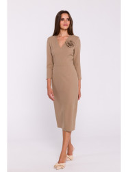 S372 Flower pencil dress - beige