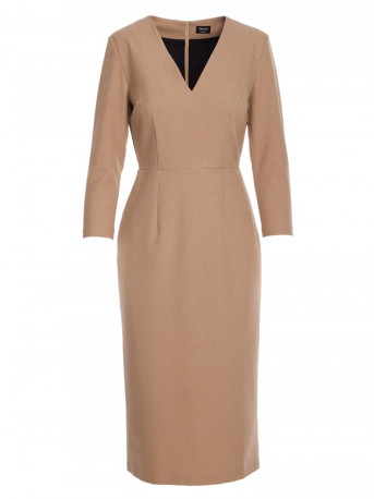 S372 Flower pencil dress - beige