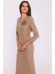 S372 Flower pencil dress - beige