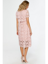 M405 Lace crop top midi dress - pink