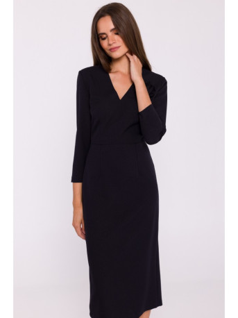 S372 Flower pencil dress - black