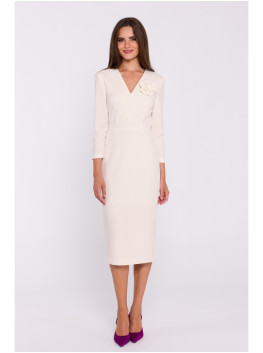 S372 Flower pencil dress - ivory