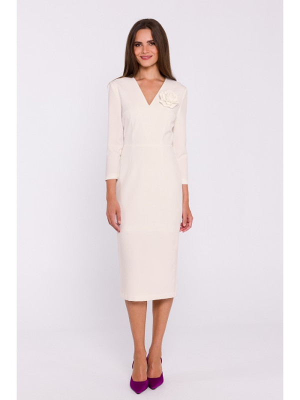 S372 Flower pencil dress - ivory