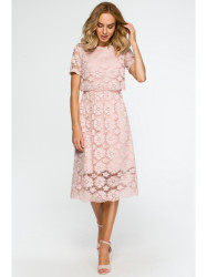 M405 Lace crop top midi dress - pink