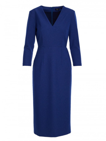 S372 Flower pencil dress - blue