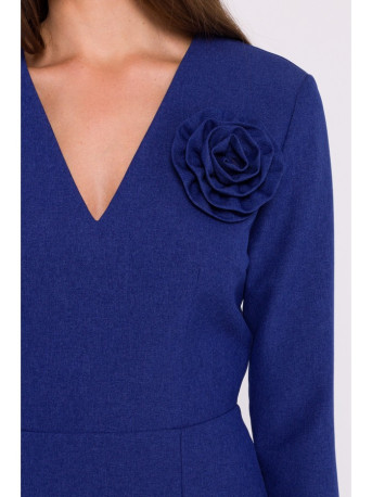 S372 Flower pencil dress - blue