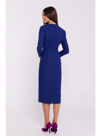 S372 Flower pencil dress - blue