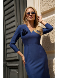 S372 Flower pencil dress - blue