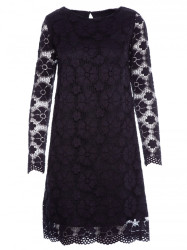 M406 Lacy a-line dress with long sleeves - black