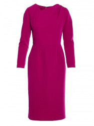S376 Asymmetrical neckline pencil dress - plum