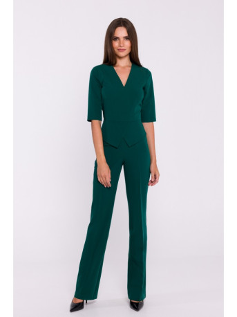 S377 Peplum jumpsuit - green