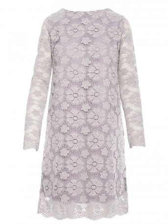 M406 Lacy a-line dress with long sleeves - grey