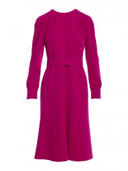 S378 Flared dress with belt - plum