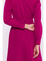 S378 Flared dress with belt - plum