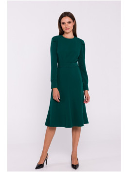 S378 Plėšyta suknelė su diržu - žalia