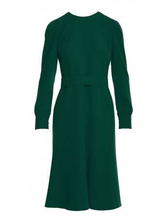 S378 Flared dress with belt - green
