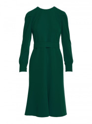 S378 Flared dress with belt - green