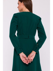 S378 Flared dress with belt - green