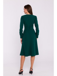S378 Flared dress with belt - green