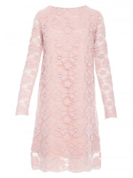 M406 Lacy a-line dress with long sleeves - pink