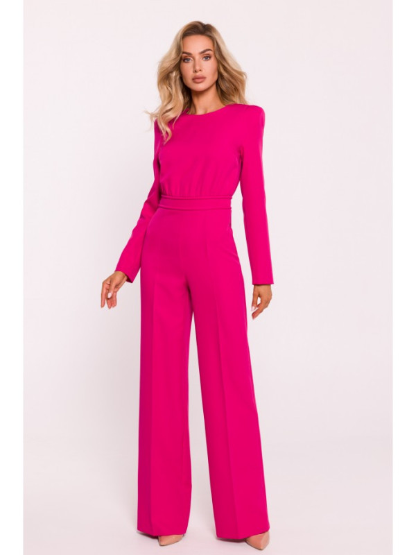 M811 Padded shoulder jumpsuit - fuchsia