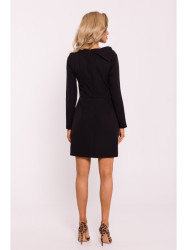 M814 Mini dress with shoulder bow - black