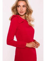M814 Mini dress with shoulder bow - red