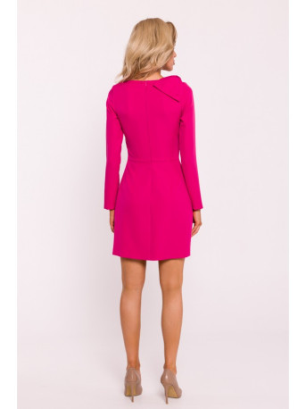 M814 Mini dress with shoulder bow - fuchsia