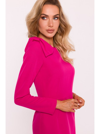M814 Mini dress with shoulder bow - fuchsia