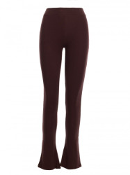 M816 Ribbed leggings with split leg design - brown
