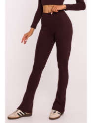 M816 Ribbed leggings with split leg design - brown