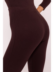 M816 Ribbed leggings with split leg design - brown