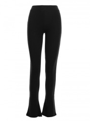 M816 Ribbed leggings with split leg design - black