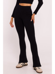 M816 Ribbed leggings with split leg design - black