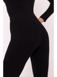 M816 Ribbed leggings with split leg design - black