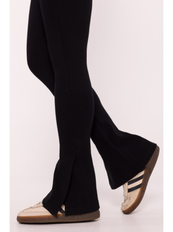 M816 Ribbed leggings with split leg design - black