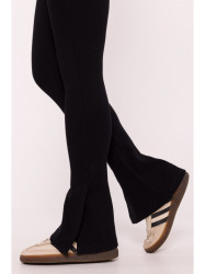 M816 Ribbed leggings with split leg design - black
