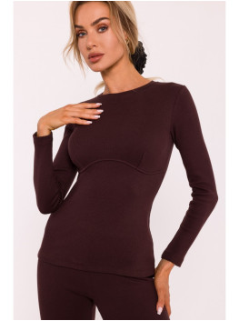 M817 Ribbed long-sleeved corset top - brown