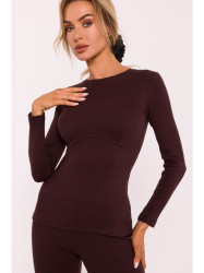 M817 Ribbed long-sleeved corset top - brown
