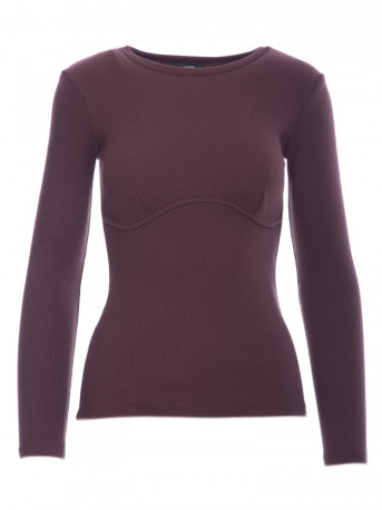 M817 Ribbed long-sleeved corset top - brown