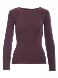 M817 Ribbed long-sleeved corset top - brown